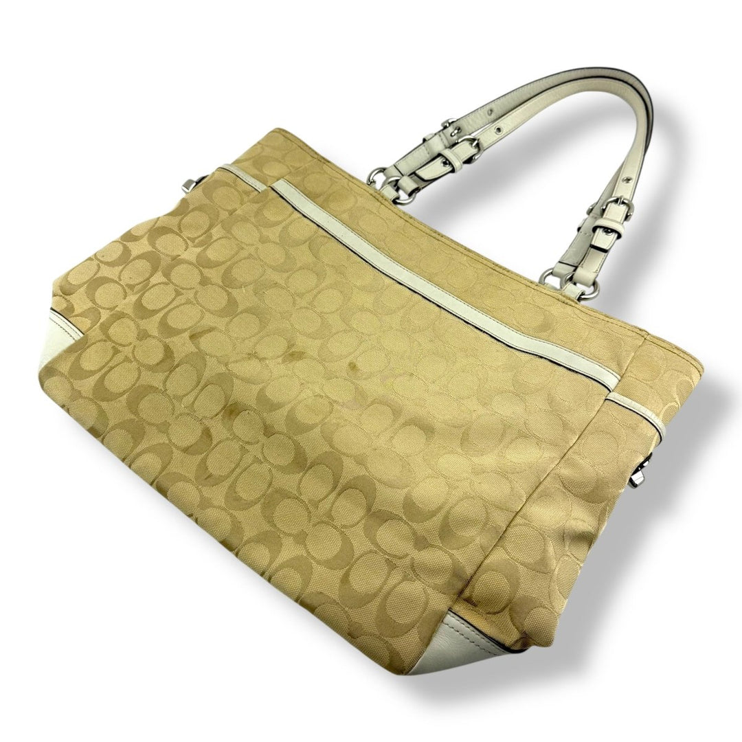 Coach Signature Beige Tote Handbag - Lux Central