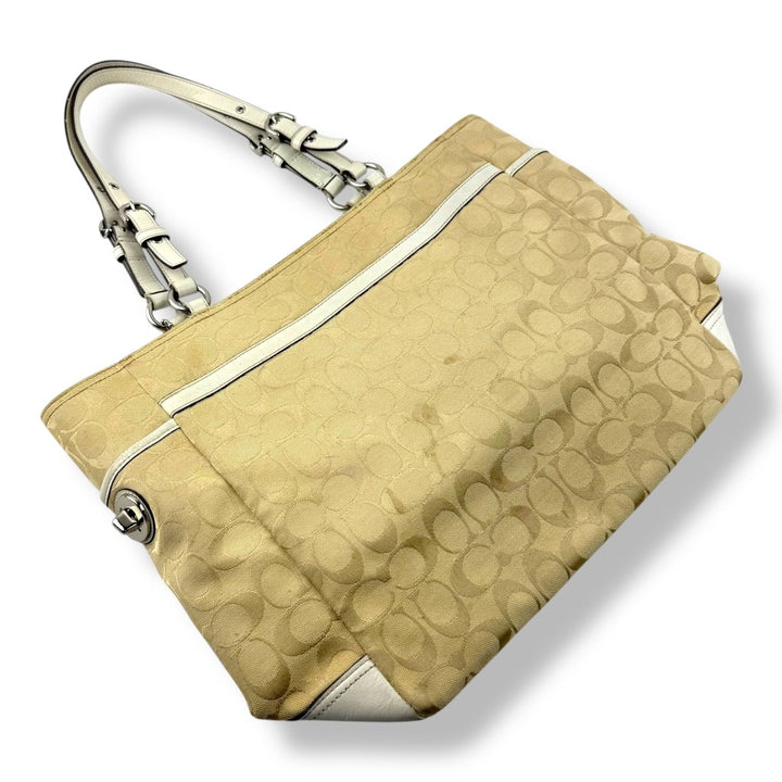 Coach Signature Beige Tote Handbag - Lux Central