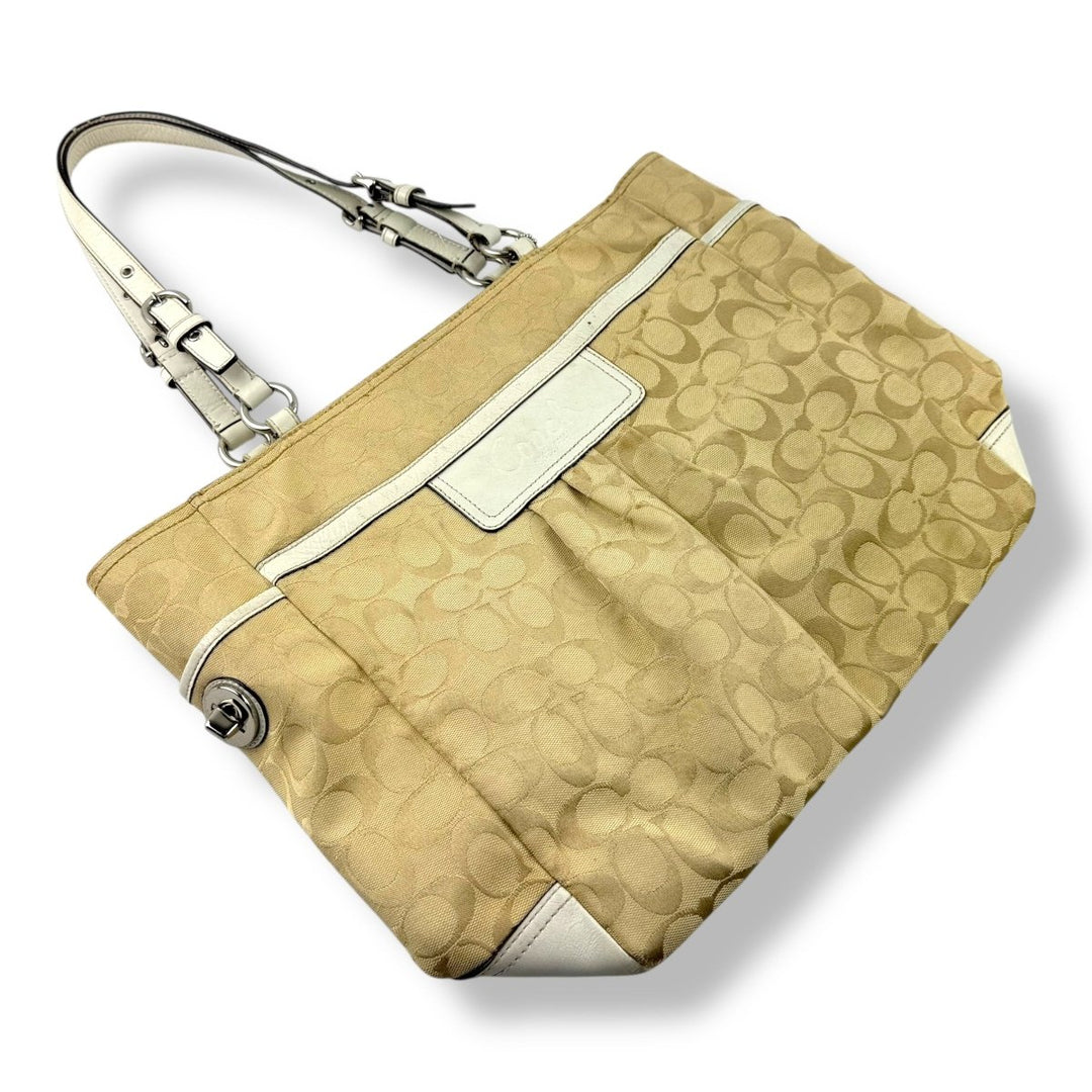 Coach Signature Beige Tote Handbag - Lux Central