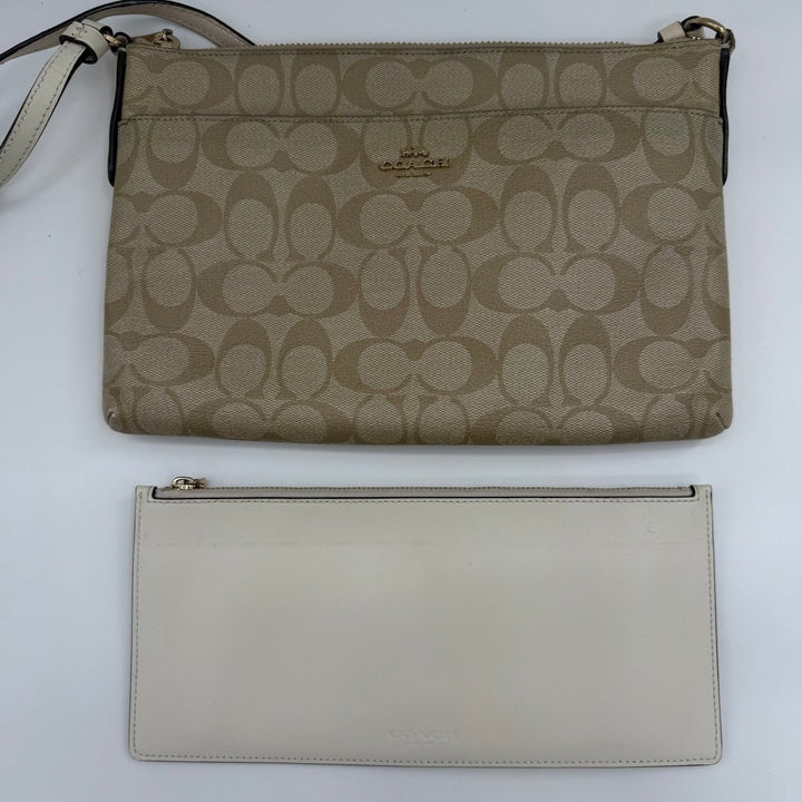 Coach Signature Beige/White Crossbody Handbag - Lux Central