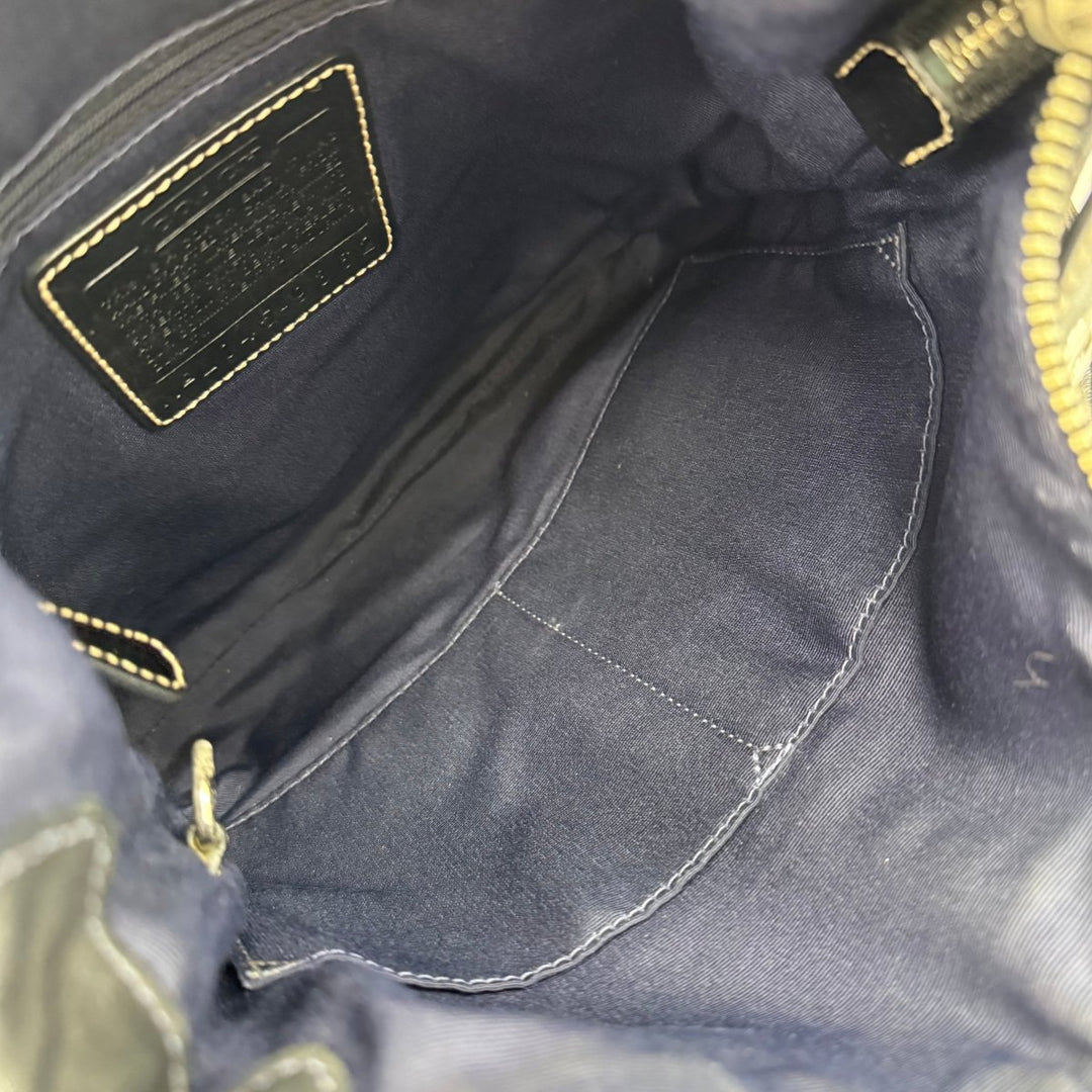 Coach Signature Black Canvas Hobo Crossbody Handbag - Lux Central
