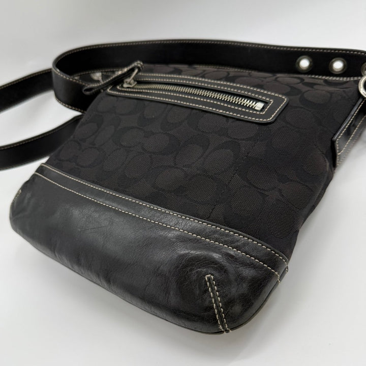 Coach Signature Black Canvas Hobo Crossbody Handbag - Lux Central