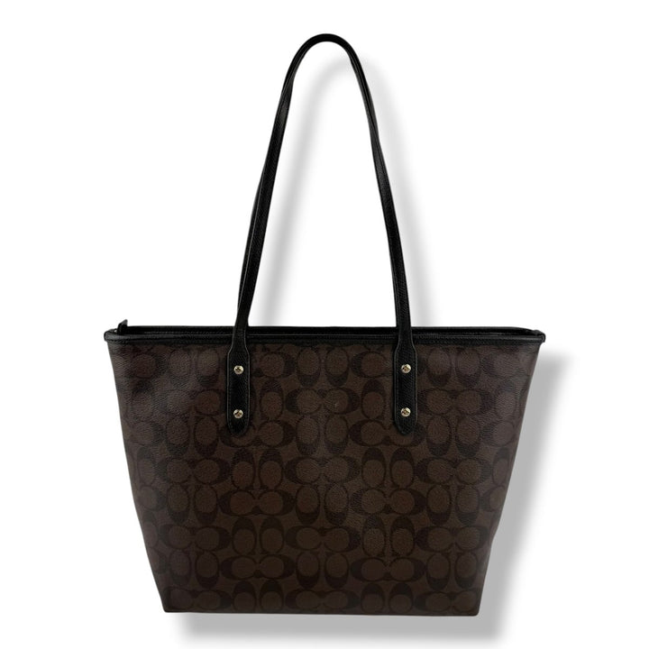 Coach Signature Brown City Tote Handbag - Lux Central