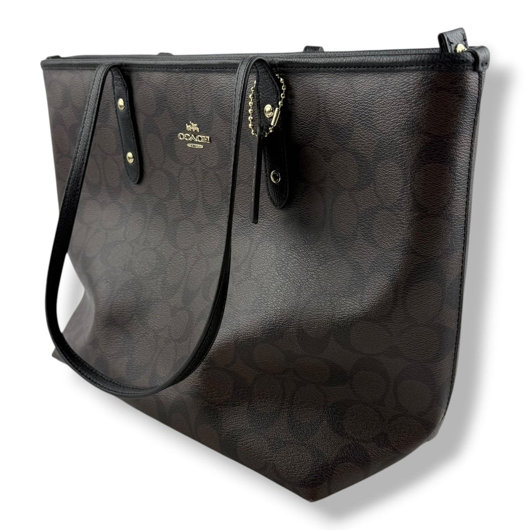 Coach Signature Brown City Tote Handbag - Lux Central
