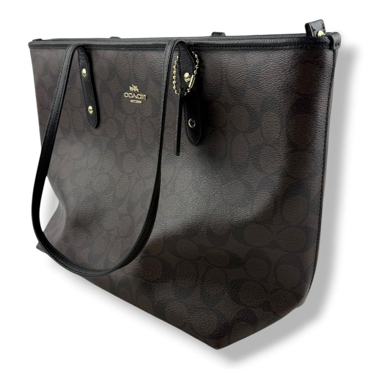 Coach Signature Brown City Tote Handbag - Lux Central