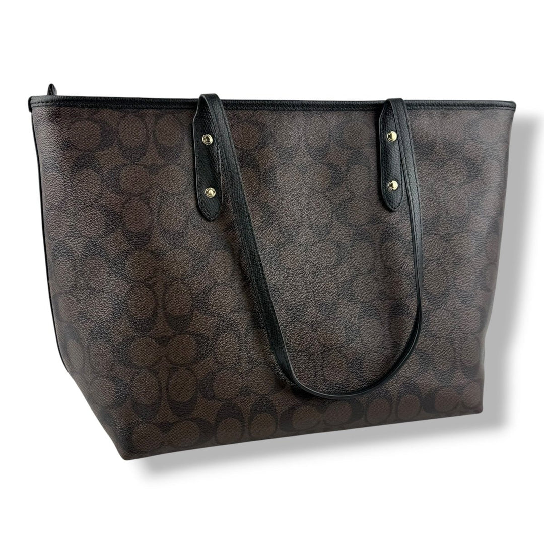 Coach Signature Brown City Tote Handbag - Lux Central