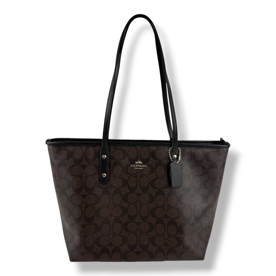 Coach Signature Brown City Tote Handbag - Lux Central