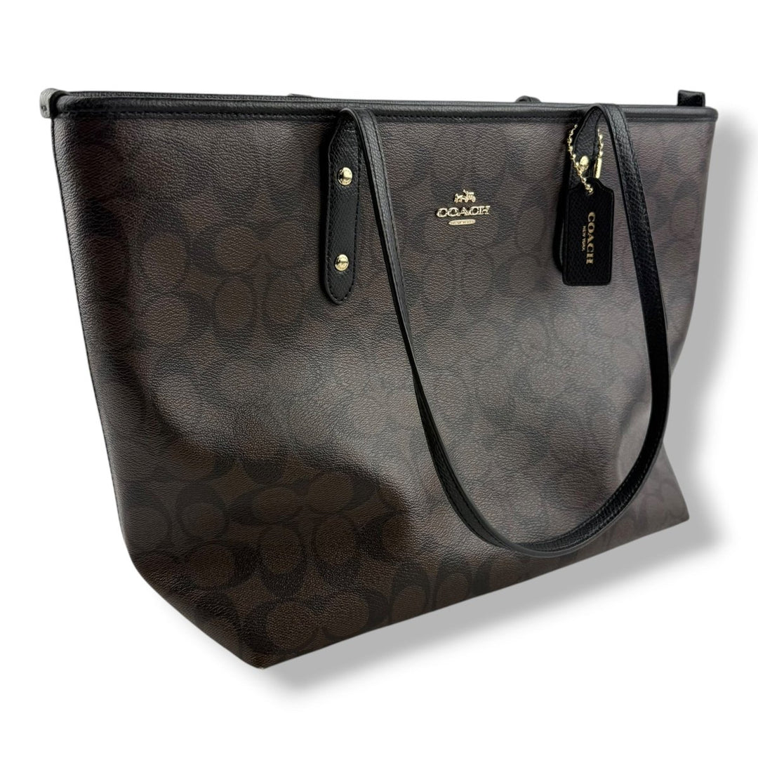 Coach Signature Brown City Tote Handbag - Lux Central