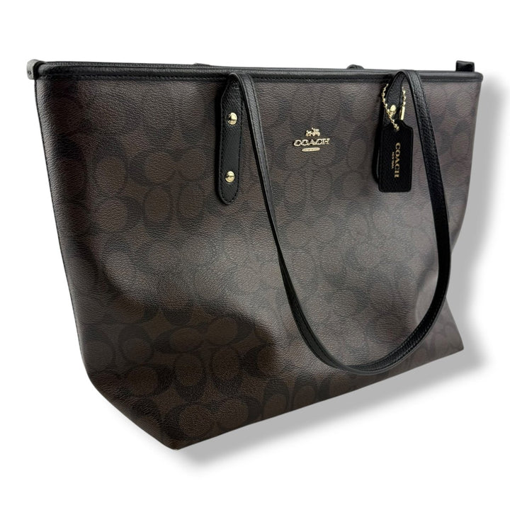Coach Signature Brown City Tote Handbag - Lux Central