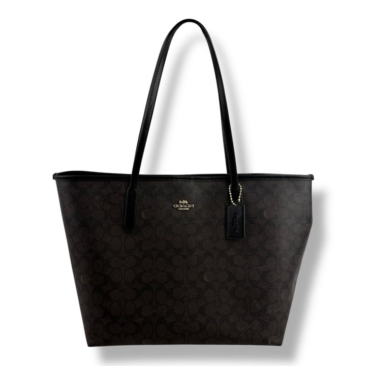 Coach Signature Brown City Tote Handbag - Lux Central
