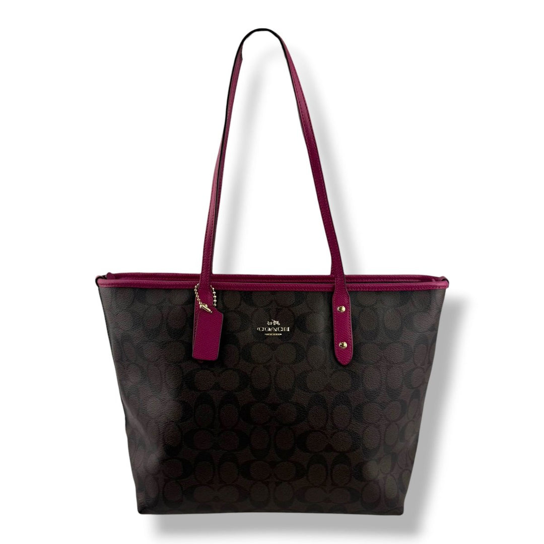 Coach Signature Brown City Tote Handbag - Lux Central