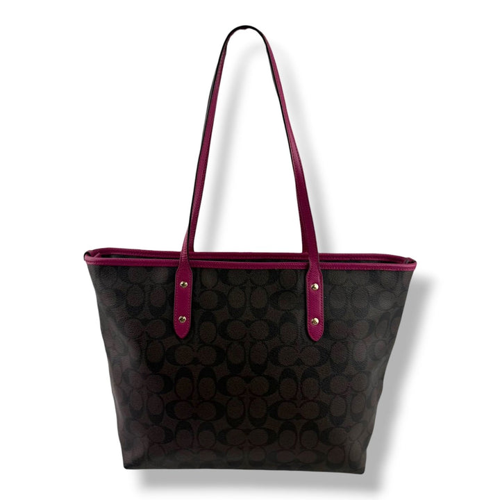 Coach Signature Brown City Tote Handbag - Lux Central
