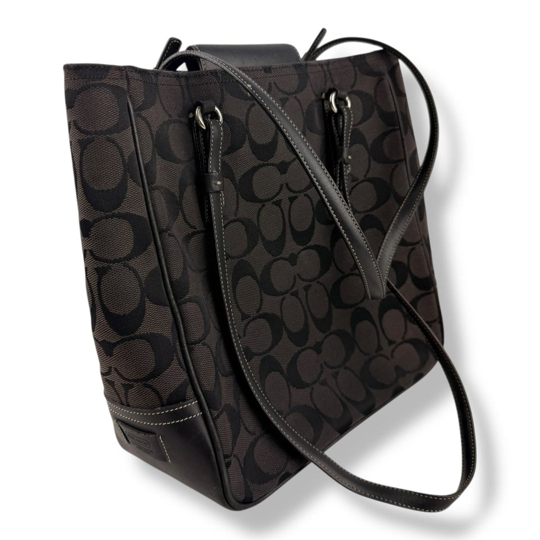 Coach Signature Canvas Black Tote Handbag - Lux Central