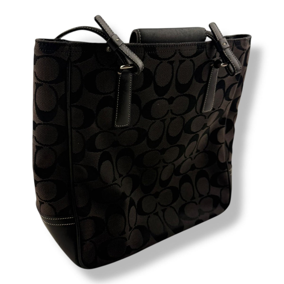 Coach Signature Canvas Black Tote Handbag - Lux Central
