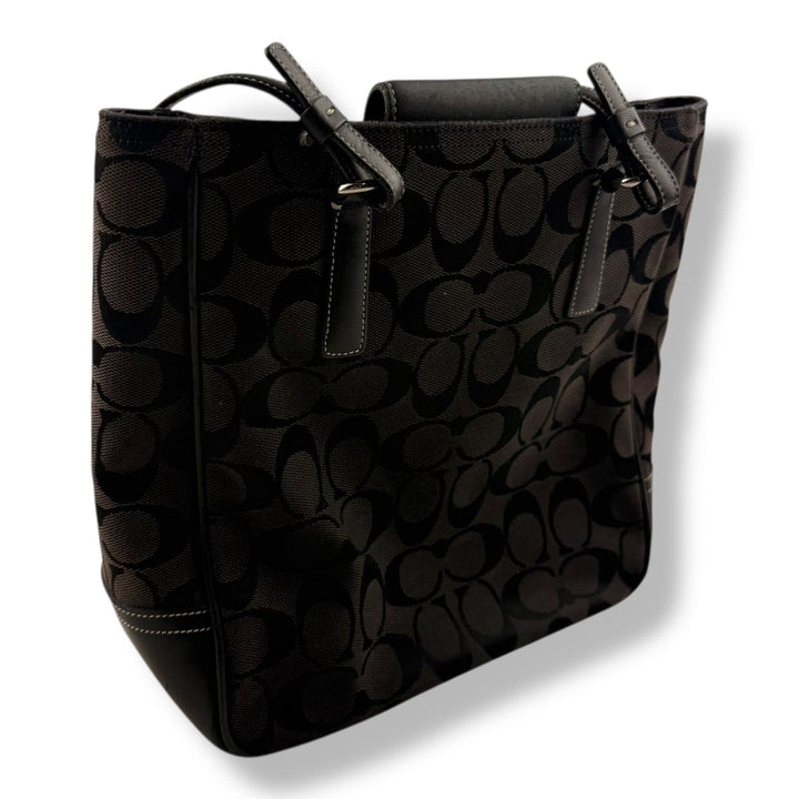 Coach Signature Canvas Black Tote Handbag - Lux Central