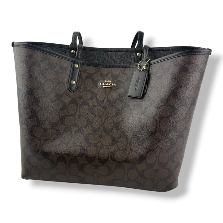 Coach Signature Reversible Brown/Black City Tote Handbag - Lux Central