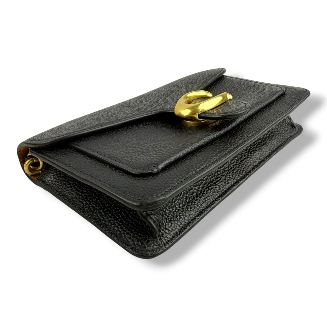 Coach Tabby 19 Wallet On Chain Black Leather Handbag - Lux Central
