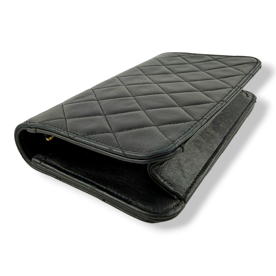 Chanel CC Mini Black Push Lock Single Flap Lambskin Shoulder Handbag