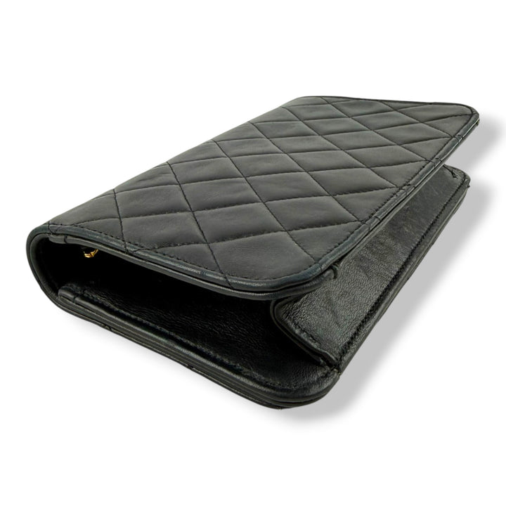 Chanel CC Mini Black Push Lock Single Flap Lambskin Shoulder Handbag