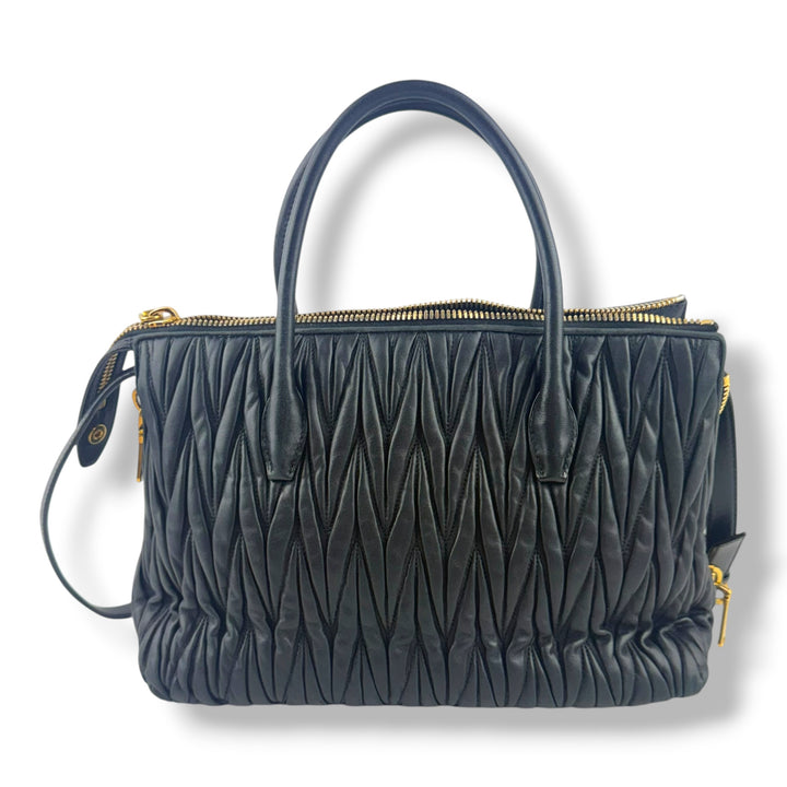 Miu Miu Black Nappa Leather Tote Handbag
