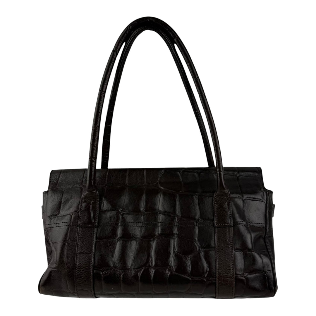 Mulberry Bayswater Brown Croc Embossed Leather Handbag