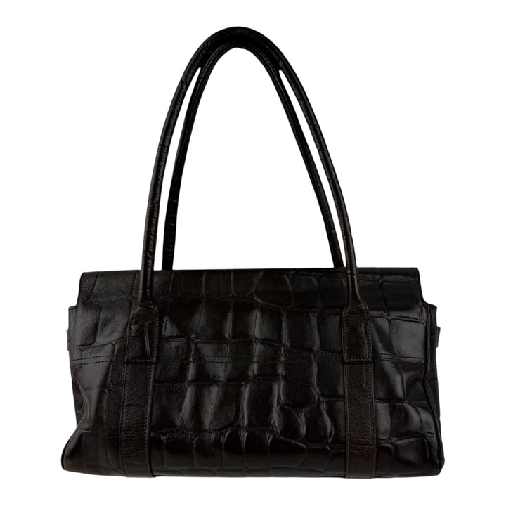 Mulberry Bayswater Brown Croc Embossed Leather Handbag