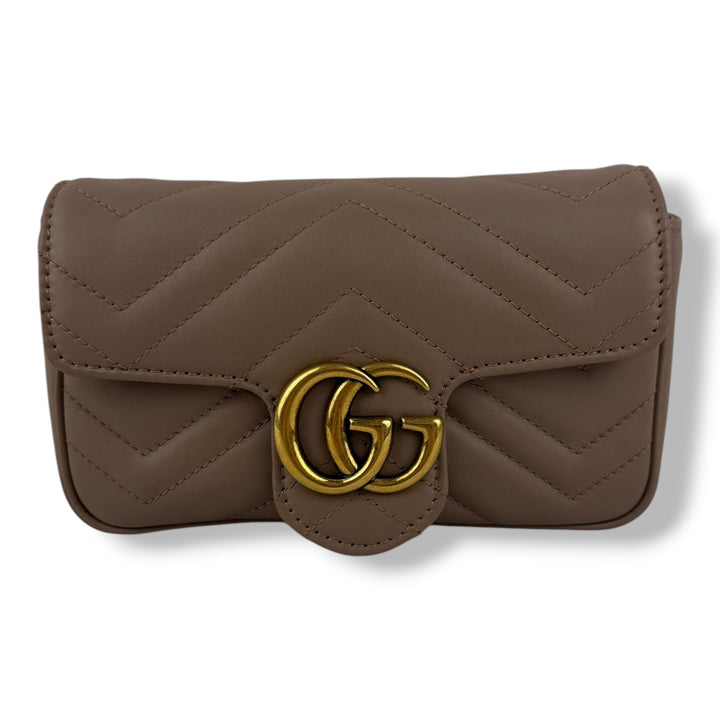 Gucci GG Marmont Dusty Pink Leather Super Mini Handbag