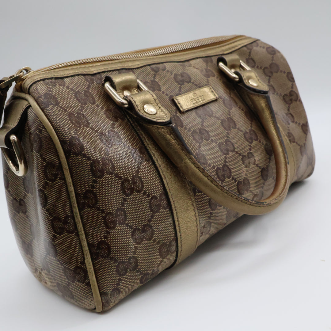 Gucci GG Gold/Beige Boston Canvas Bag