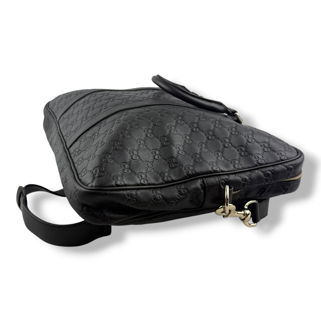 Gucci Guccissima Black Briefcase Business Bag