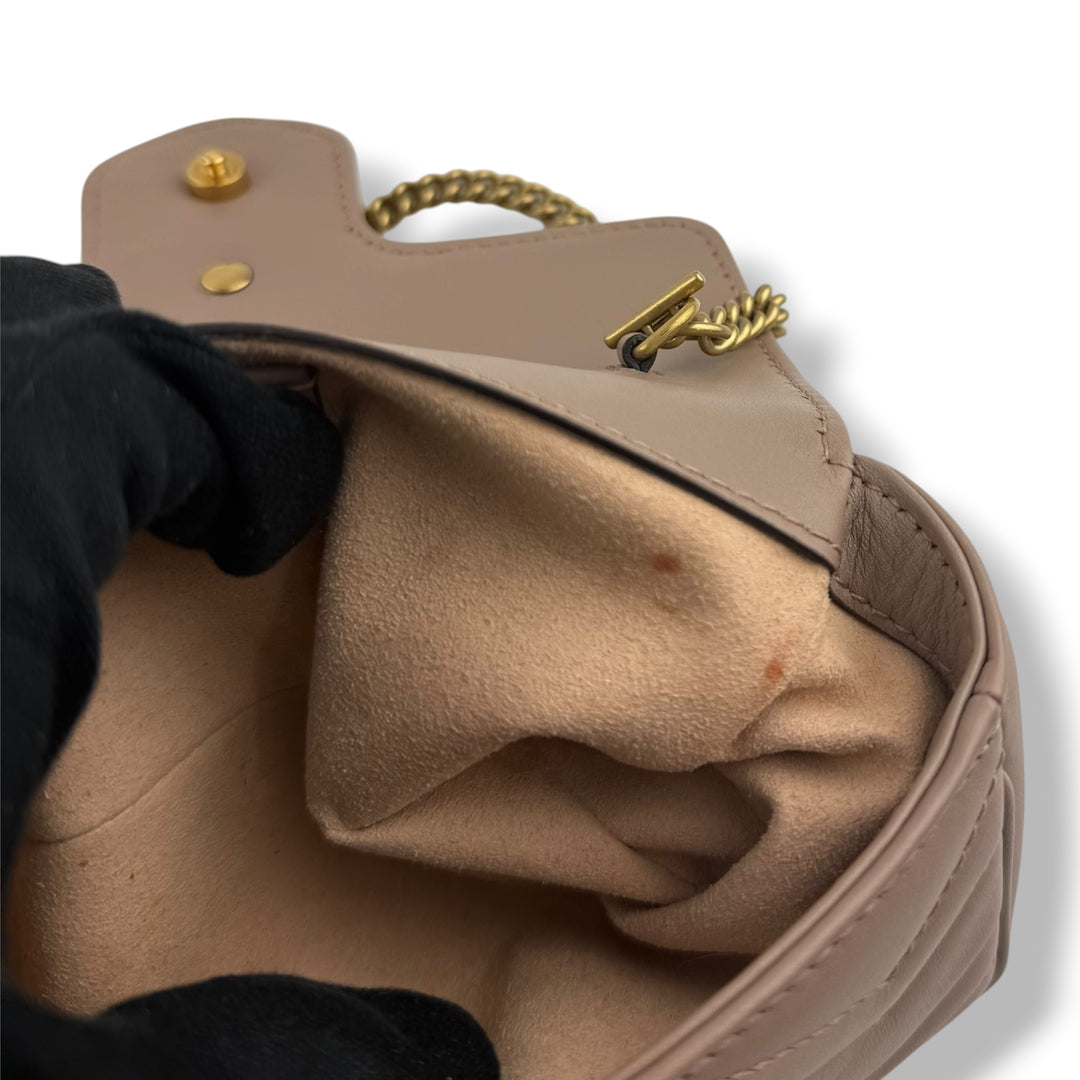 Gucci GG Marmont Dusty Pink Leather Super Mini Handbag