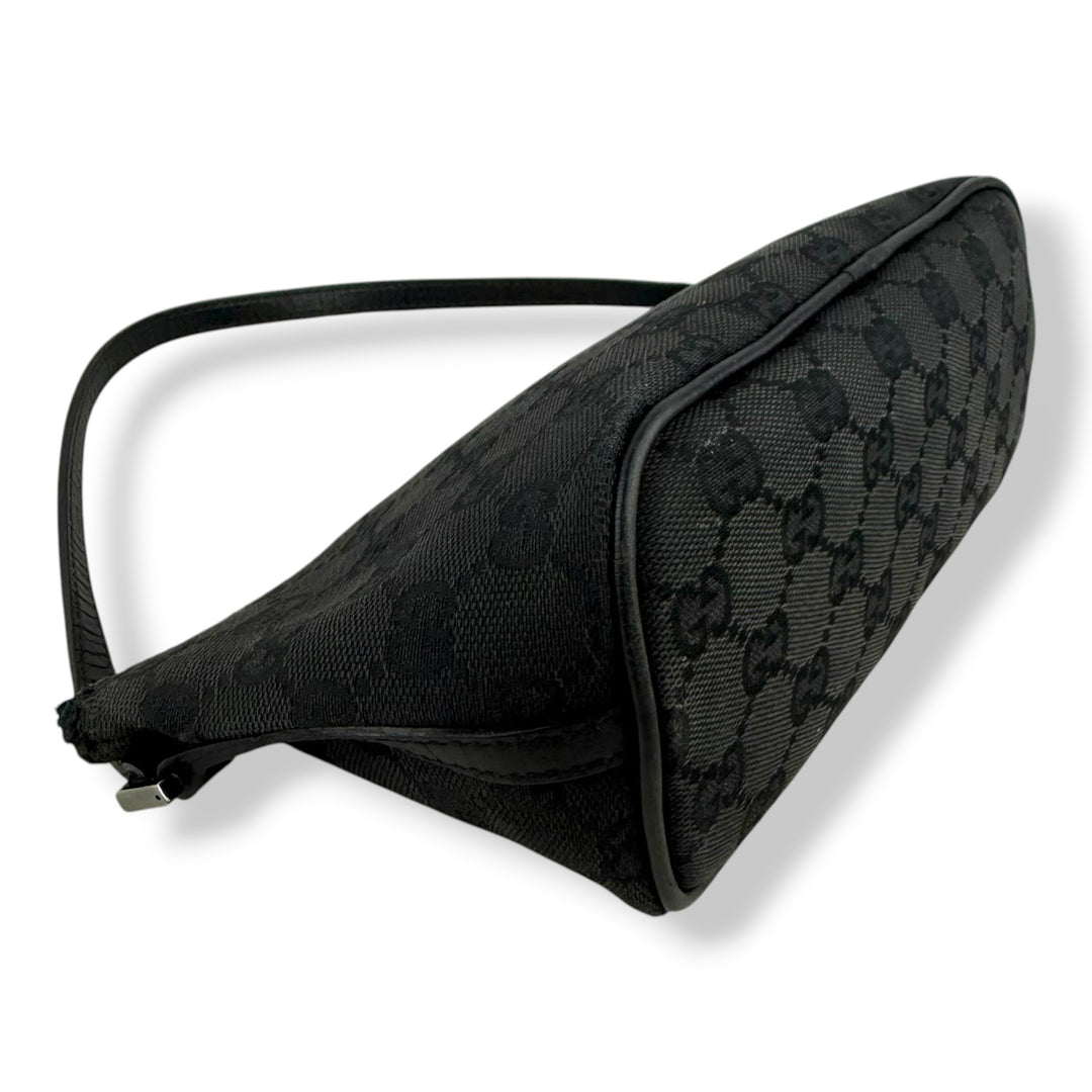 Gucci GG Supreme Black Boat Pochette Handbag