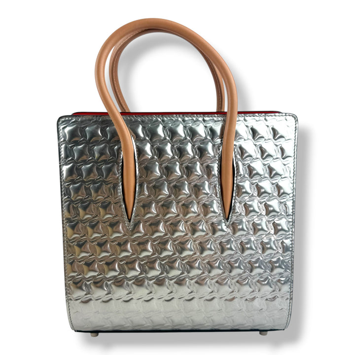 Christian Louboutin Silver Paloma Medium Leather Tote Handbag