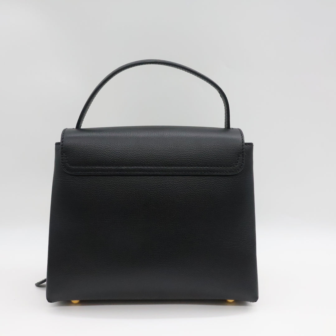 Burberry Black Grained Leather Camberley Top Handle Handbag