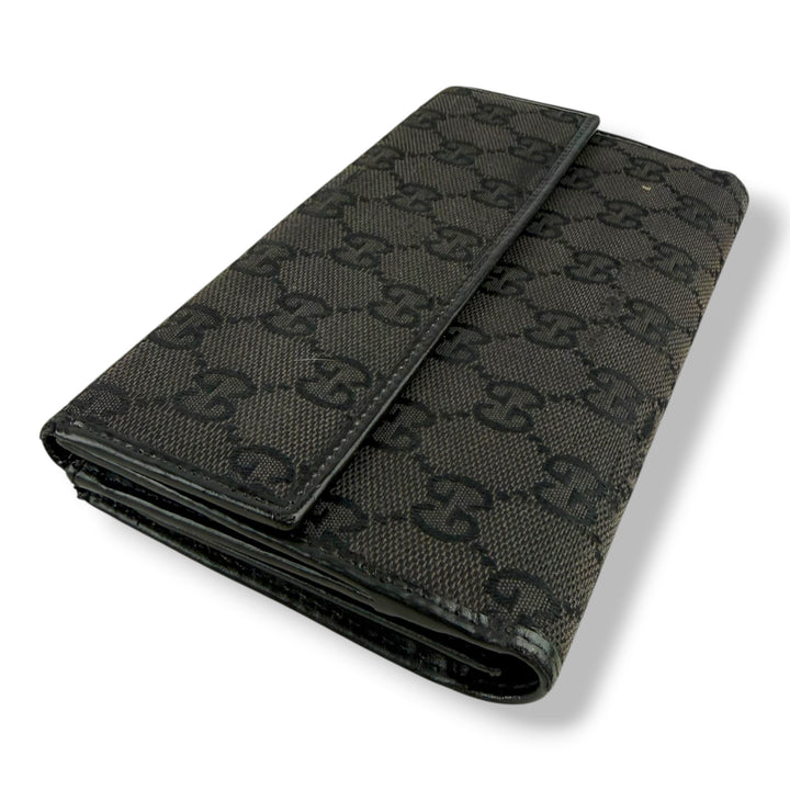 Gucci GG Black Canvas Long Bifold Wallet