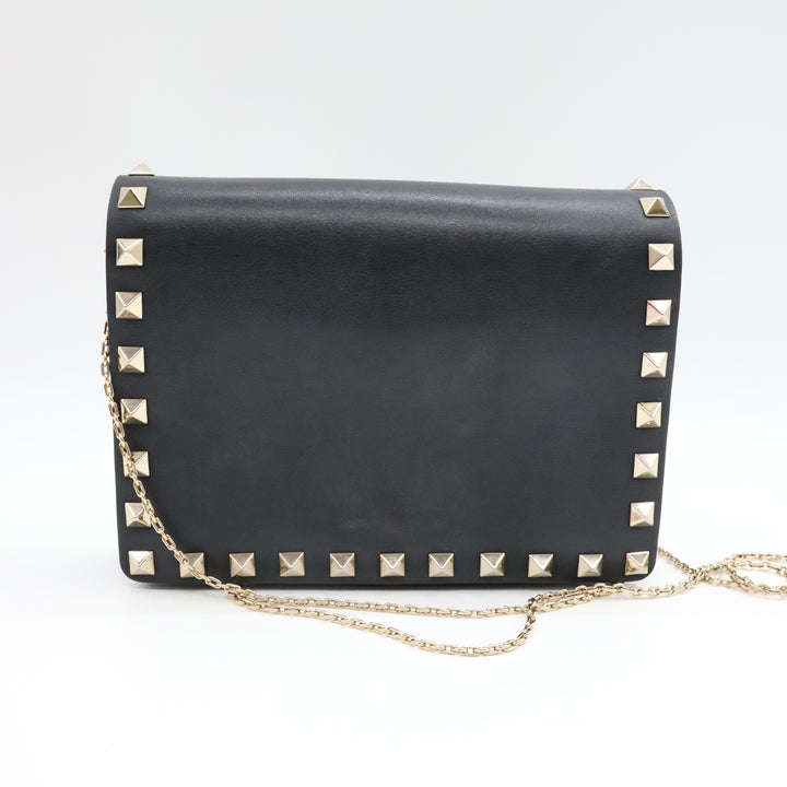 Valentino Garavani Stud Black Wallet on Chain Handbag