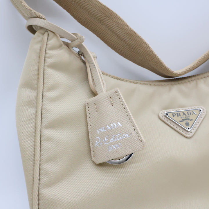 Prada Beige Nylon Re-Nylon Re-Edition 2000 Pochette Handbag