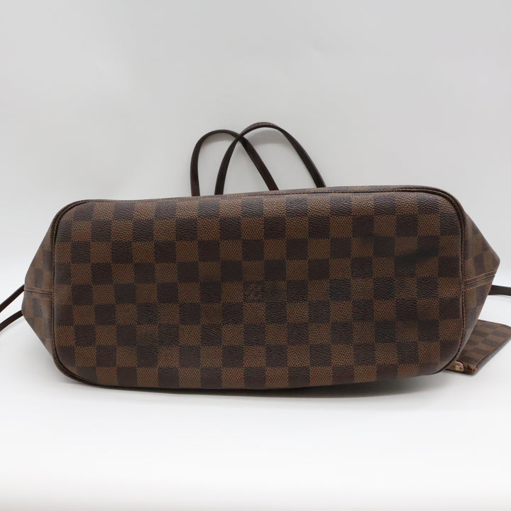 Louis Vuitton Brown Damier Neverfull MM Handbag W/ Clutch Pouch