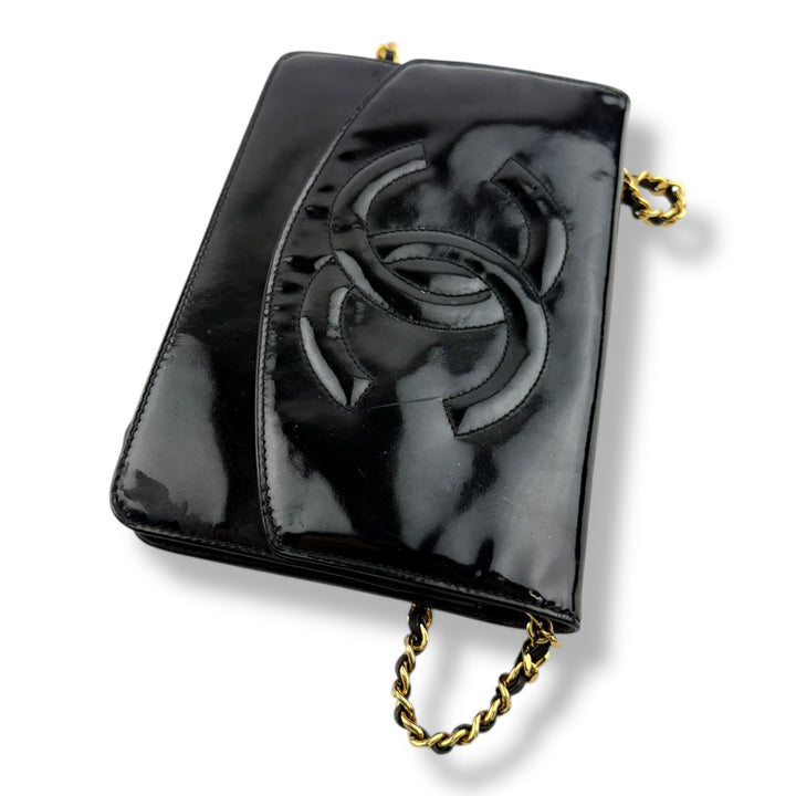 Chanel CC Wallet on Chain Black Patent Leather
