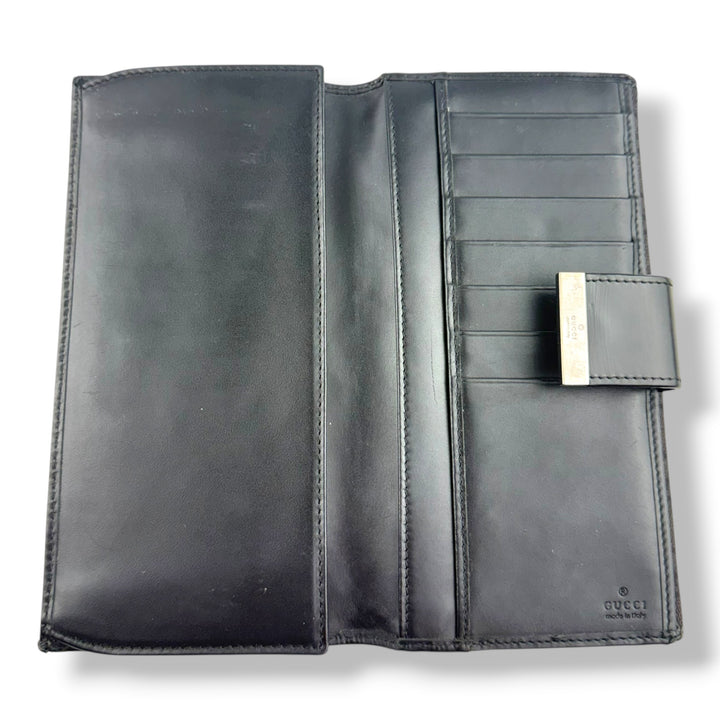 Gucci GG Black Canvas Long Bifold Wallet