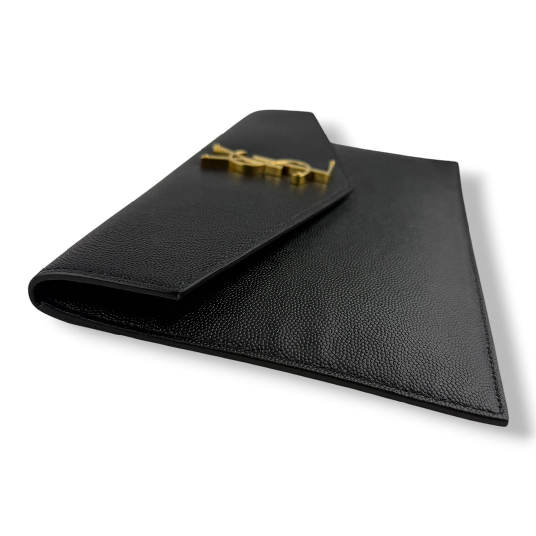 Saint Laurent YSL Uptown Black Leather Clutch Bag