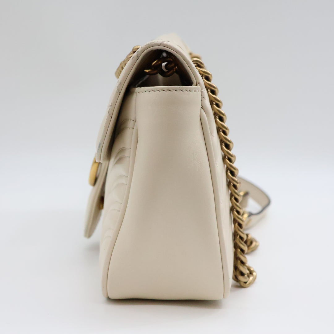 Gucci GG Marmont White Leather Small Handbag