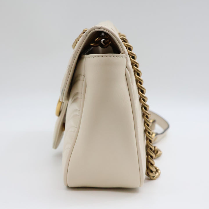 Gucci GG Marmont White Leather Small Handbag