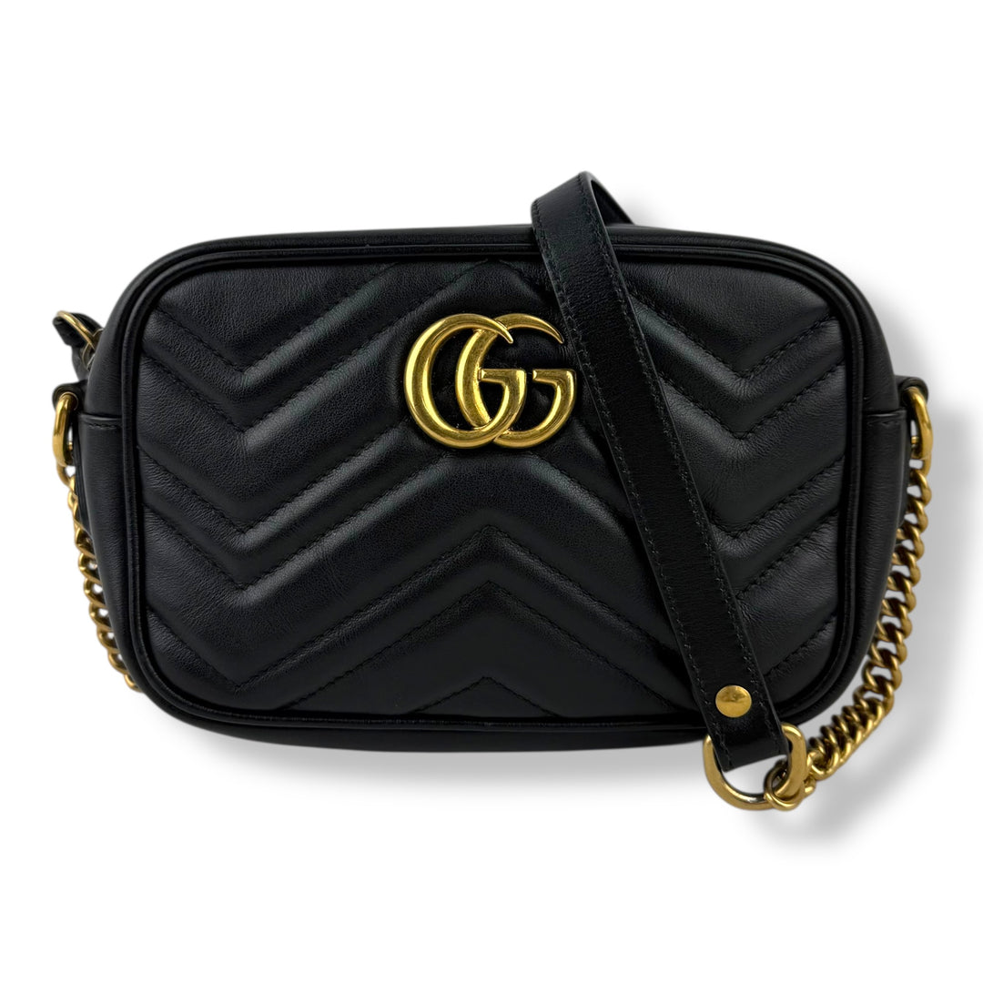 Gucci GG Black Mini Marmont Leather Handbag