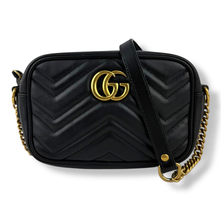 Gucci GG Black Mini Marmont Leather Handbag