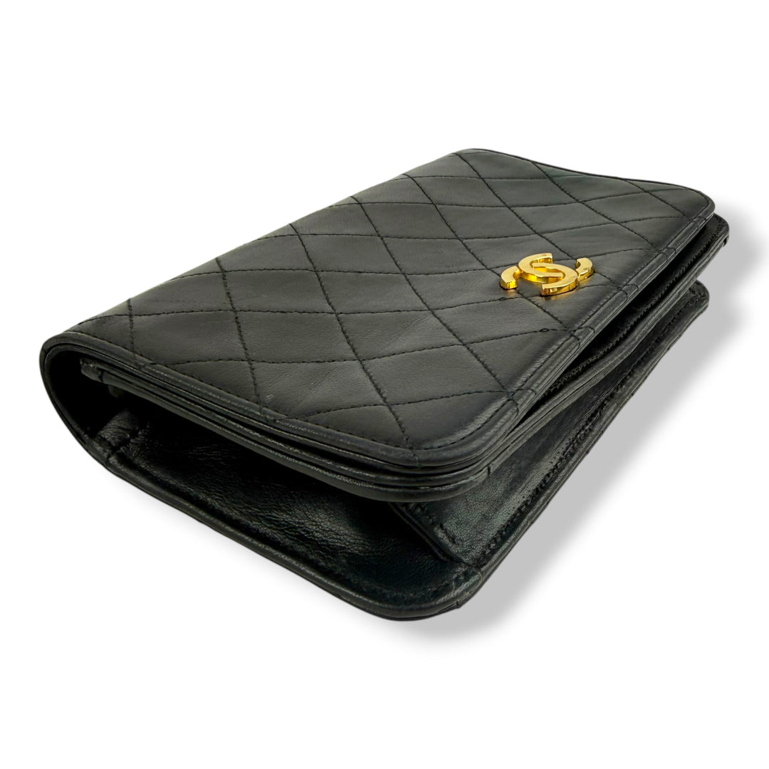 Chanel CC Mini Black Push Lock Single Flap Lambskin Shoulder Handbag