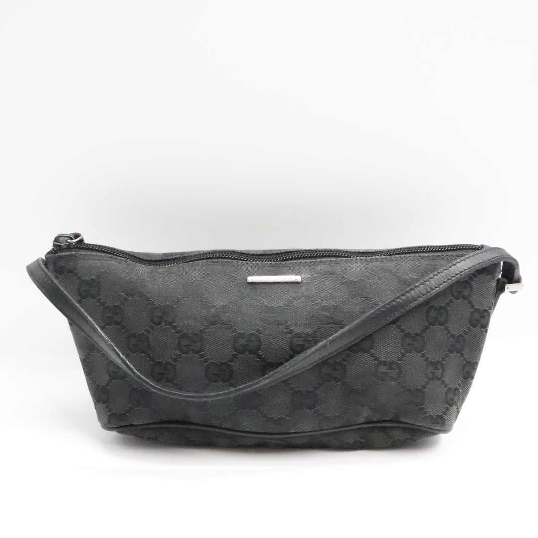 Gucci GG Supreme Black Boat Pochette Handbag