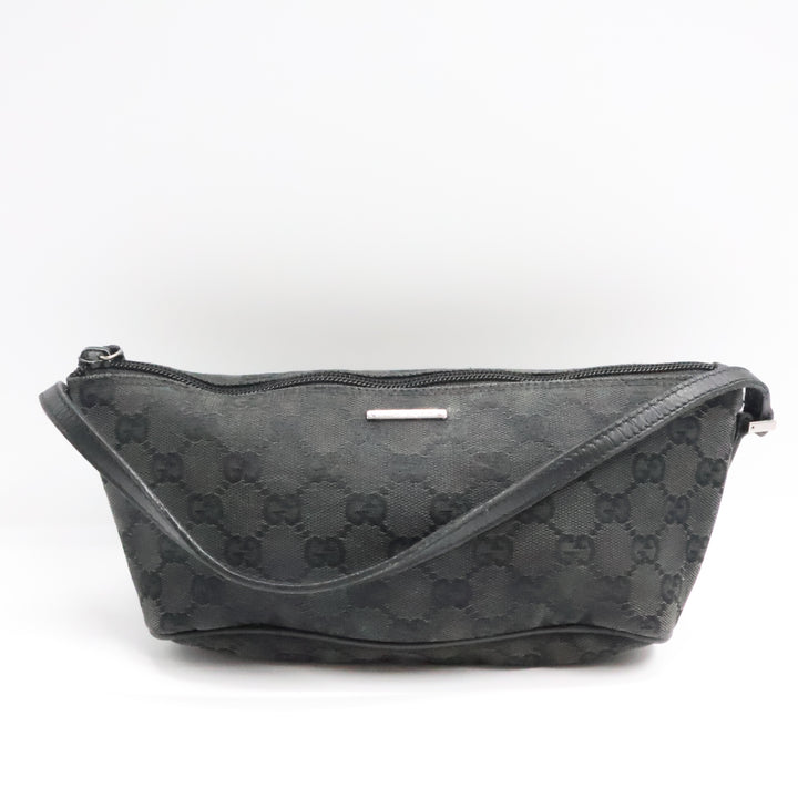 Gucci GG Supreme Black Boat Pochette Handbag