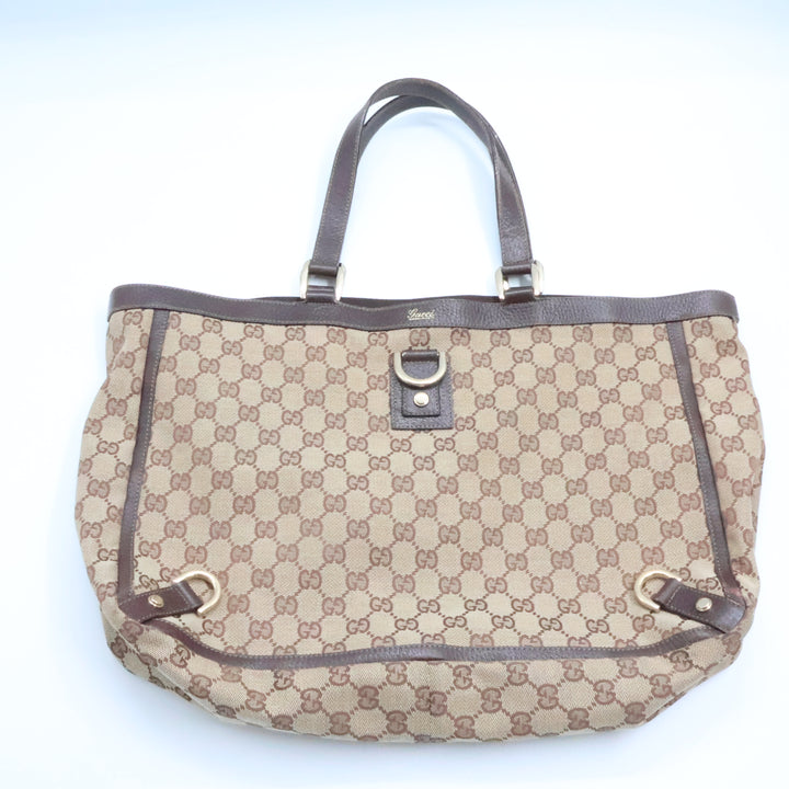 Gucci Abbey GG Beige/Brown Canvas Tote Handbag