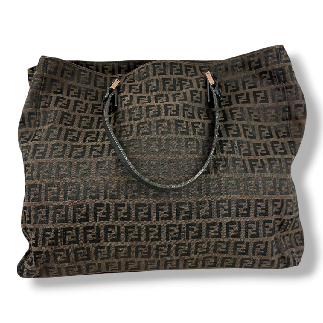 Fendi Zucchino Brown Monogram Tote Handbag
