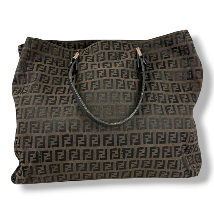 Fendi Zucchino Brown Monogram Tote Handbag